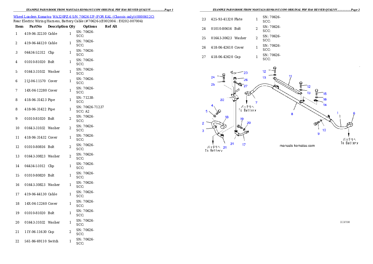 Protected: WA320PZ-6 S/N 70626-UP (FOR KAL (Chassis only)) Partsbook