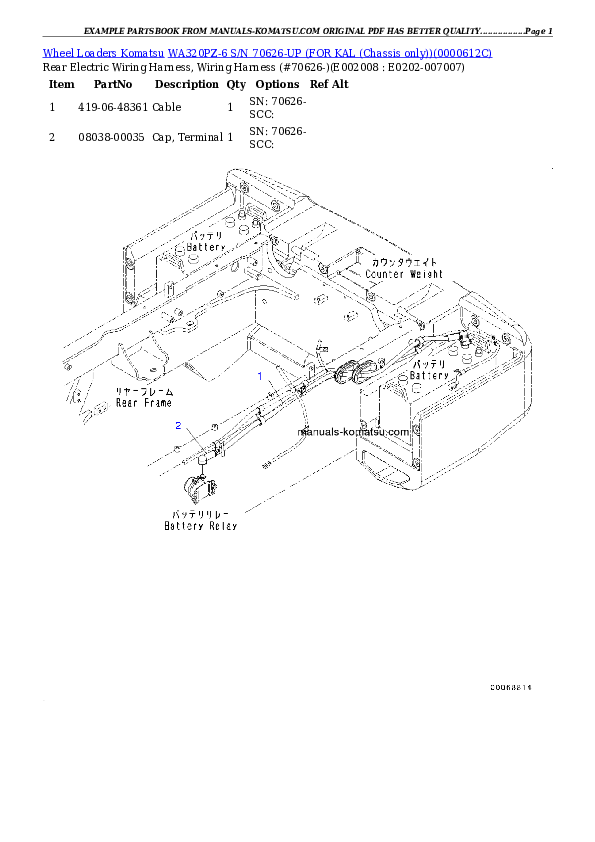 Protected: WA320PZ-6 S/N 70626-UP (FOR KAL (Chassis only)) Partsbook
