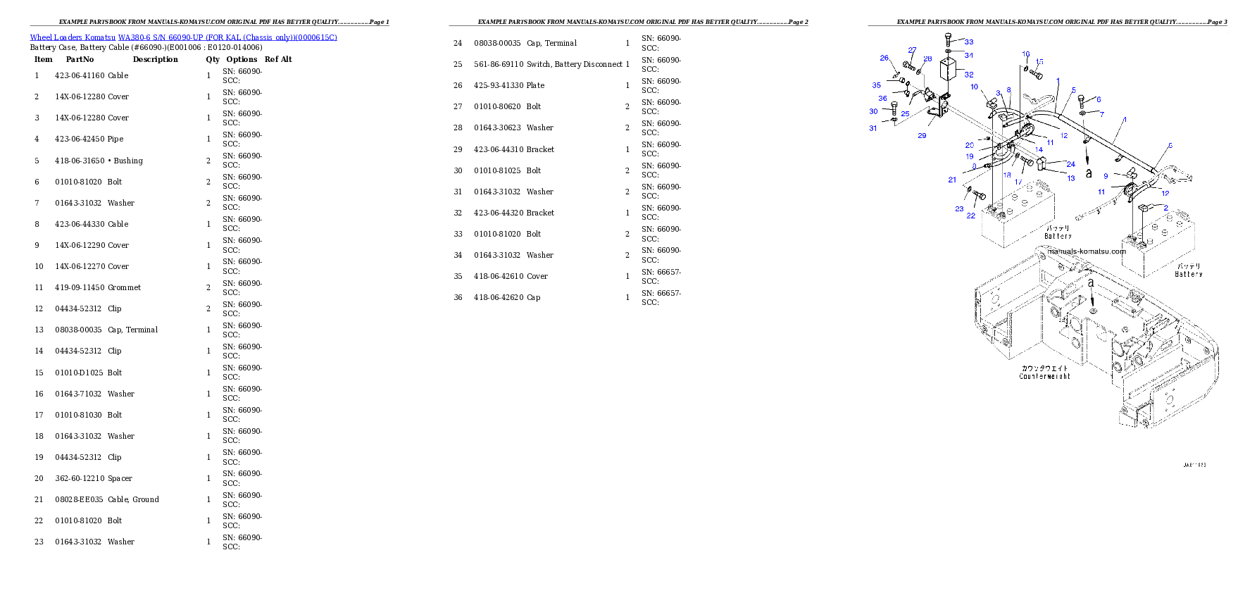 Protected: WA380-6 S/N 66090-UP (FOR KAL (Chassis only)) Partsbook