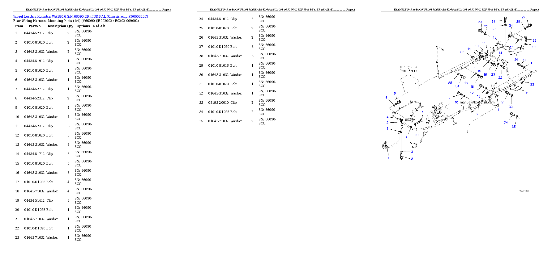 Protected: WA380-6 S/N 66090-UP (FOR KAL (Chassis only)) Partsbook