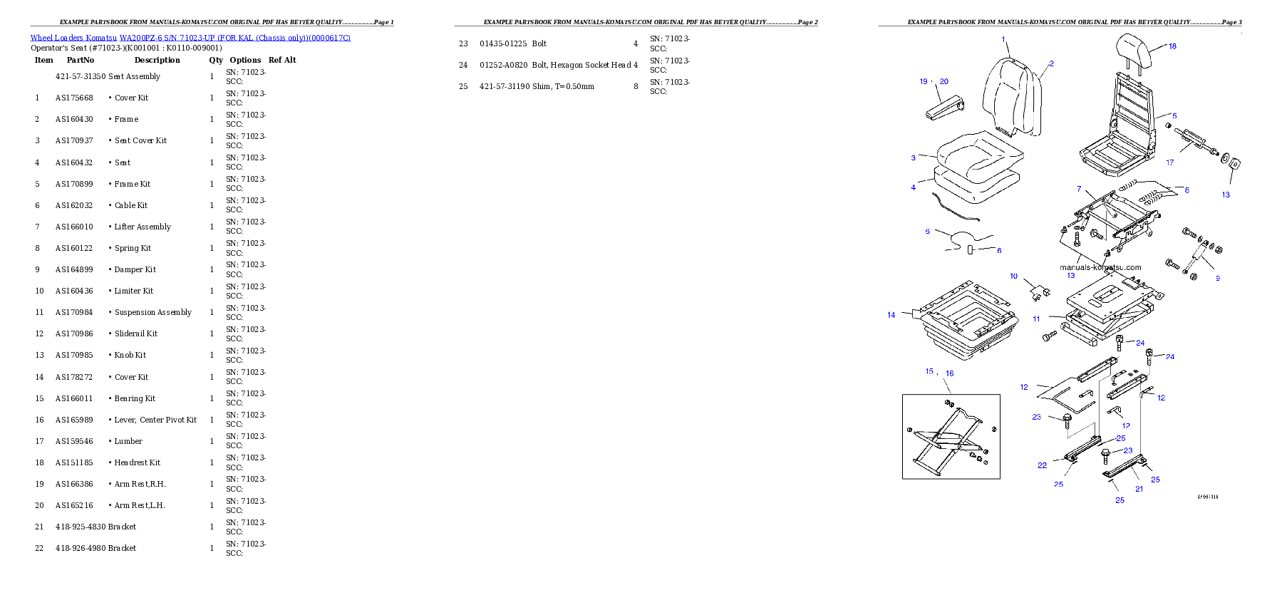 Protected: WA200PZ-6 S/N 71023-UP (FOR KAL (Chassis only)) Partsbook