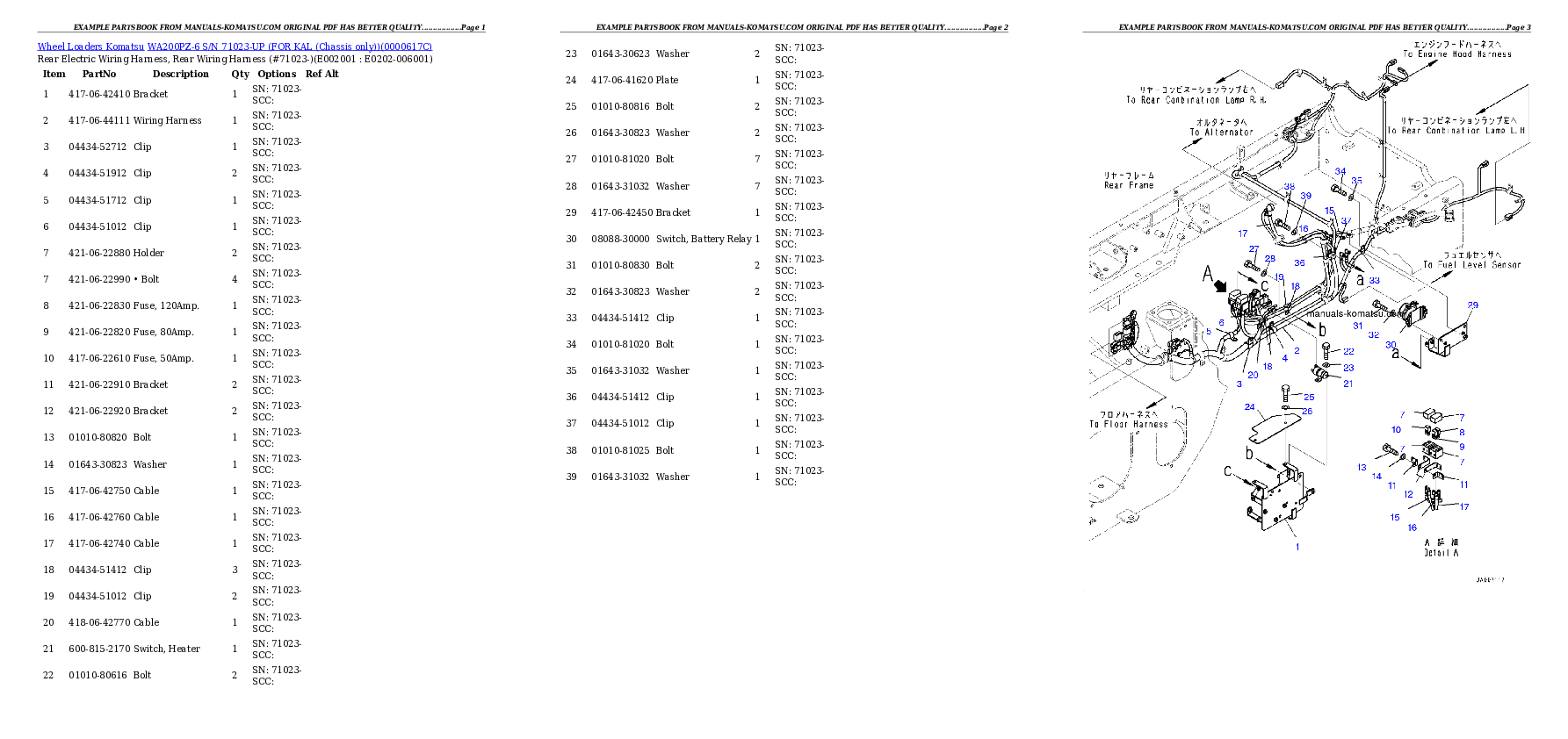 WA200PZ-6 S/N 71023-UP (FOR KAL (Chassis only)) Partsbook