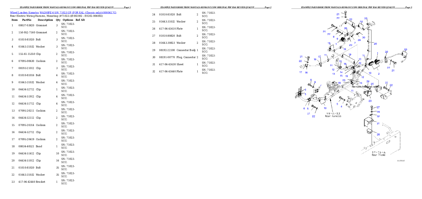 Protected: WA200PZ-6 S/N 71023-UP (FOR KAL (Chassis only)) Partsbook