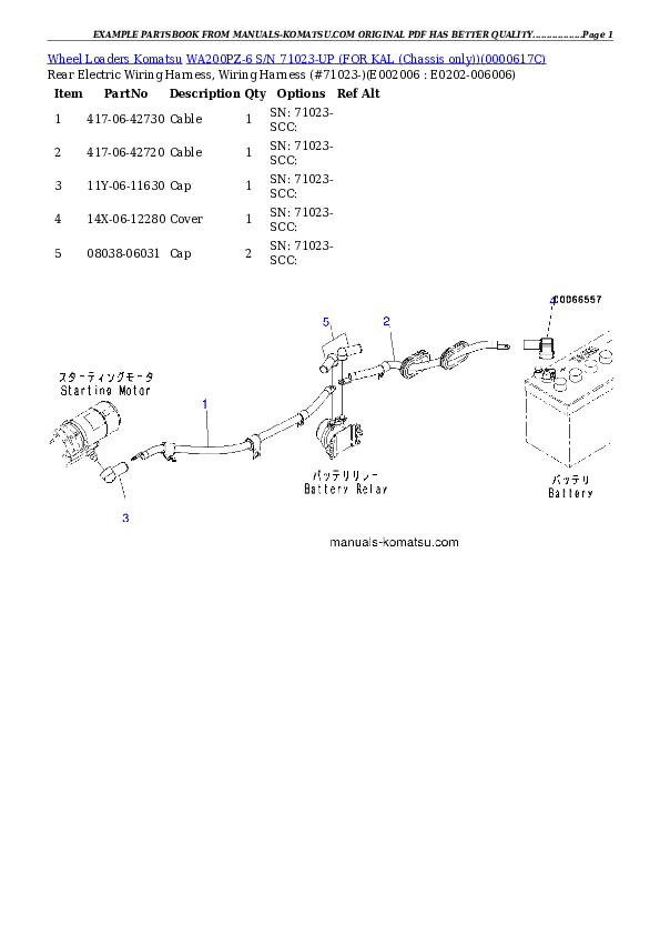 Protected: WA200PZ-6 S/N 71023-UP (FOR KAL (Chassis only)) Partsbook