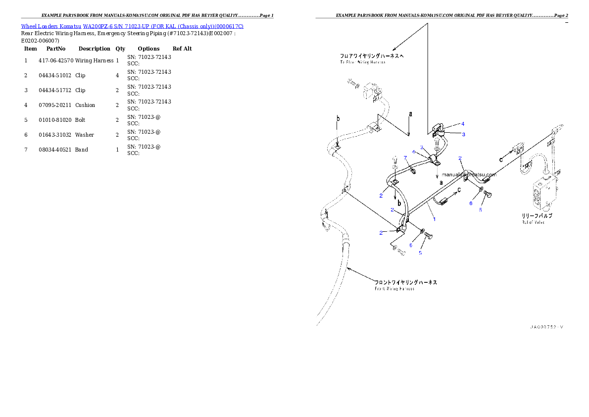 Protected: WA200PZ-6 S/N 71023-UP (FOR KAL (Chassis only)) Partsbook