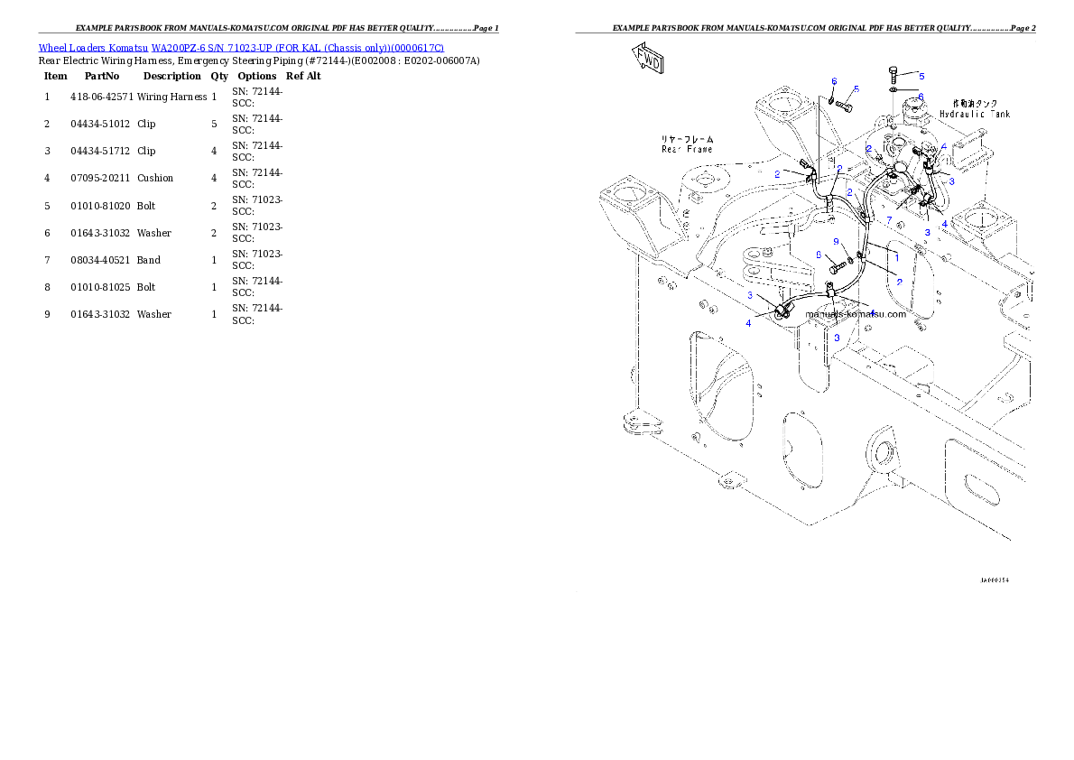 Protected: WA200PZ-6 S/N 71023-UP (FOR KAL (Chassis only)) Partsbook
