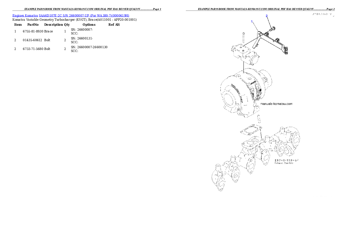 Protected: SAA6D107E-2C S/N 26600007-UP (For WA380-7) Partsbook