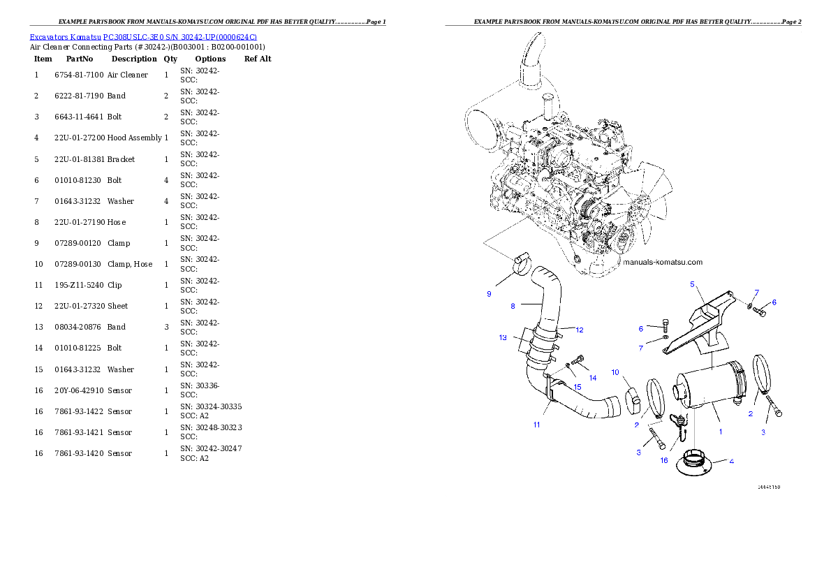Protected: PC308USLC-3E0 S/N 30242-UP Partsbook