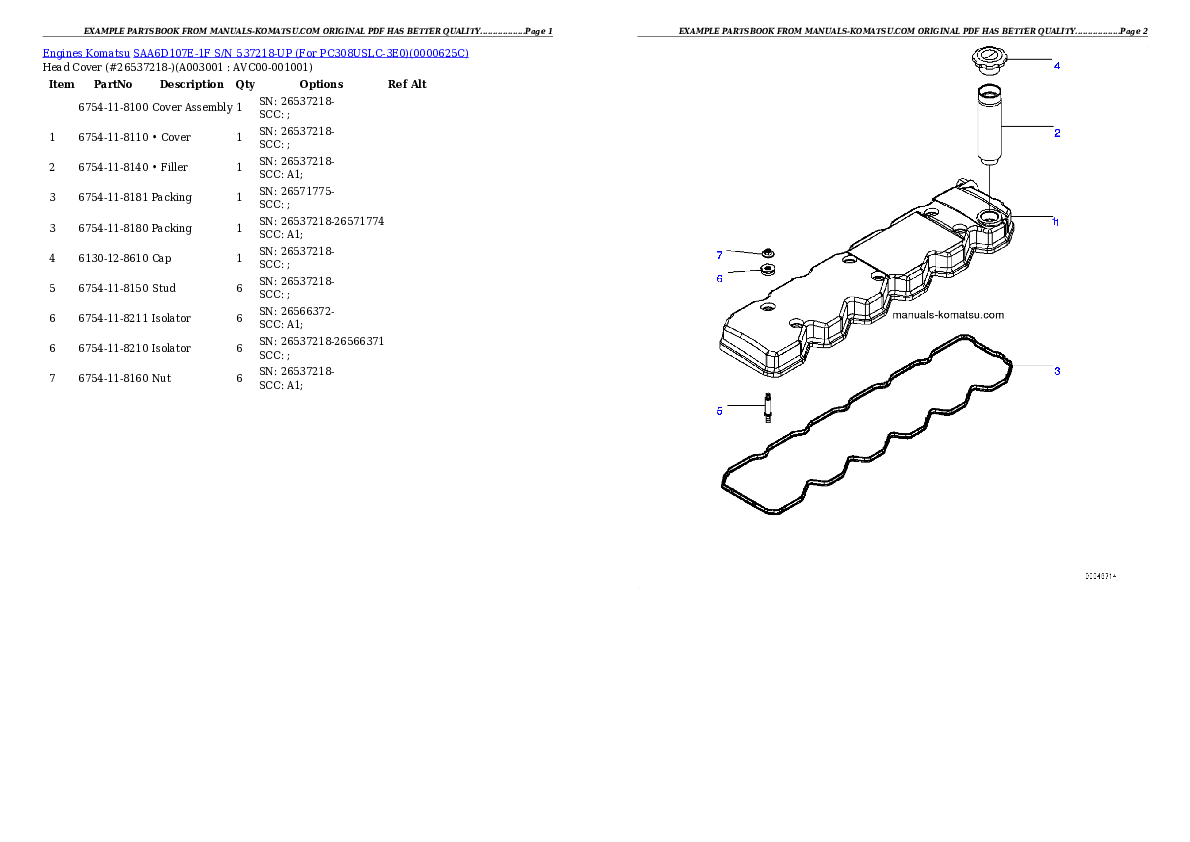 Protected: SAA6D107E-1F S/N 537218-UP (For PC308USLC-3E0) Partsbook