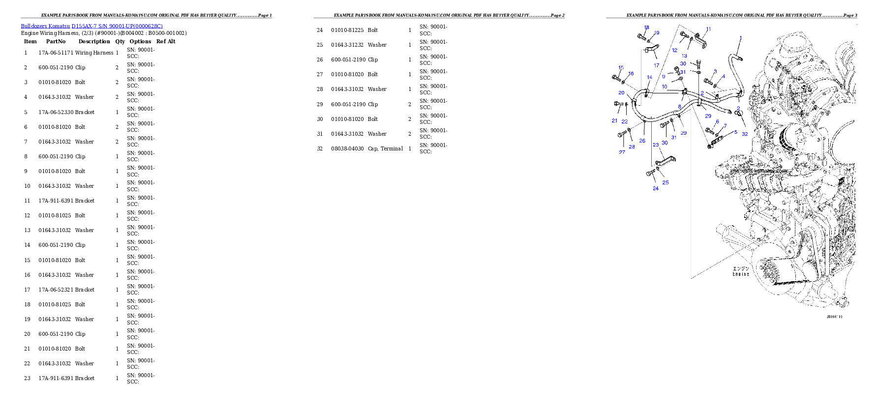 Protected: D155AX-7 S/N 90001-UP Partsbook
