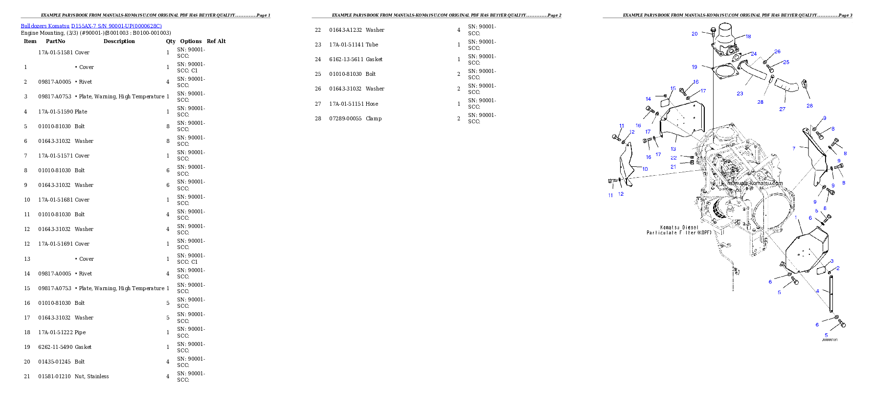 D155AX-7 S/N 90001-UP Partsbook