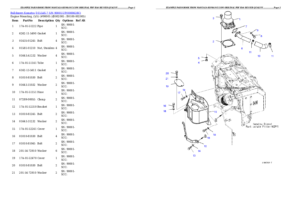 Protected: D155AX-7 S/N 90001-UP Partsbook