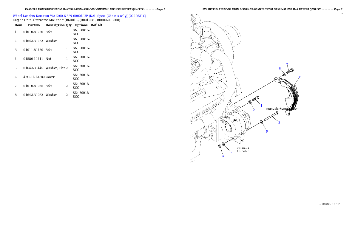 Protected: WA1200-6 S/N 60004-UP (KAL Spec. (Chassis only)) Partsbook