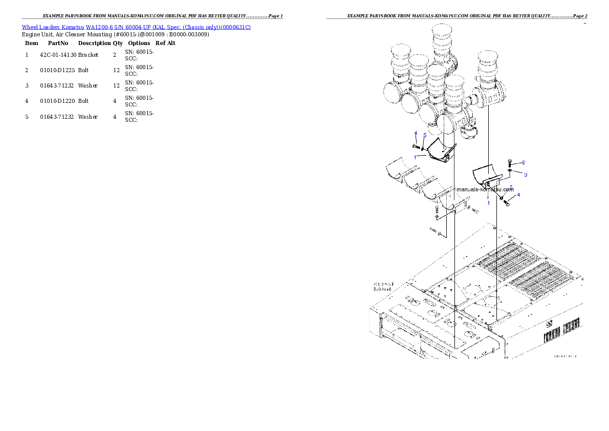 Protected: WA1200-6 S/N 60004-UP (KAL Spec. (Chassis only)) Partsbook