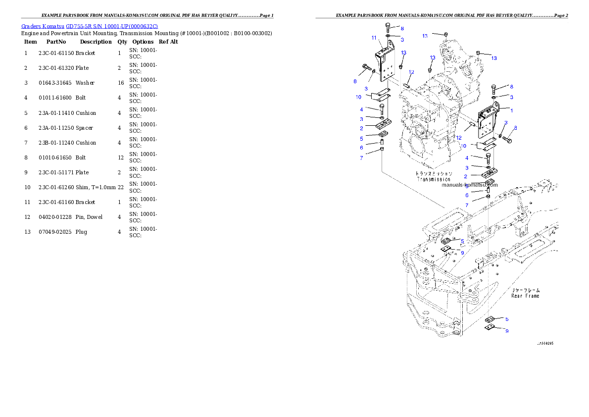 GD755-5R S/N 10001-UP Partsbook