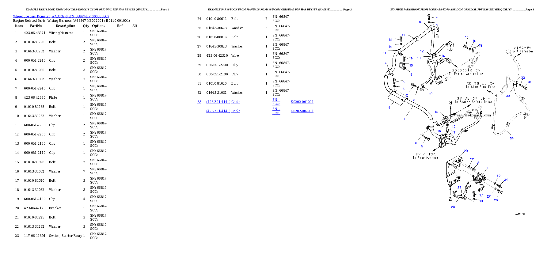 WA380Z-6 S/N 66847-UP Partsbook