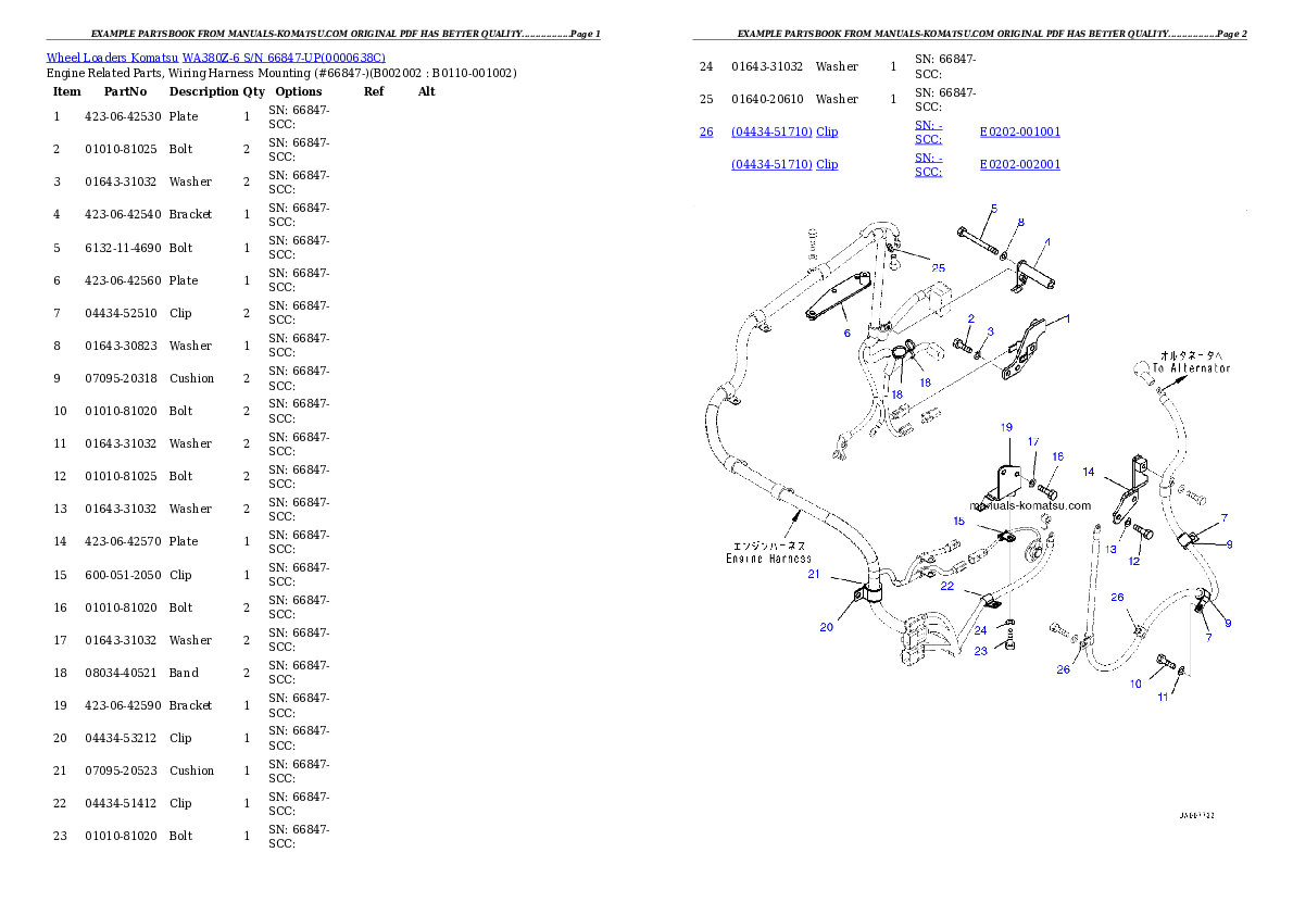 WA380Z-6 S/N 66847-UP Partsbook