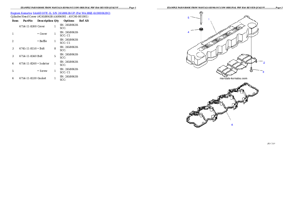 Protected: SAA6D107E-1L S/N 26580638-UP (For WA380Z-6) Partsbook