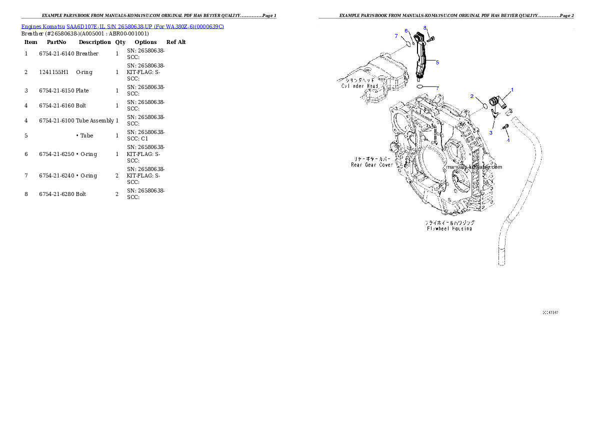 Protected: SAA6D107E-1L S/N 26580638-UP (For WA380Z-6) Partsbook