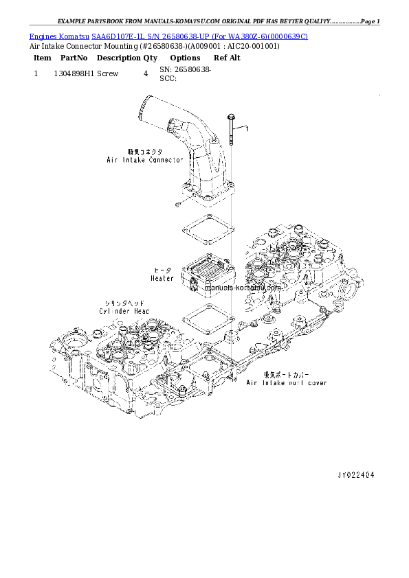 Protected: SAA6D107E-1L S/N 26580638-UP (For WA380Z-6) Partsbook