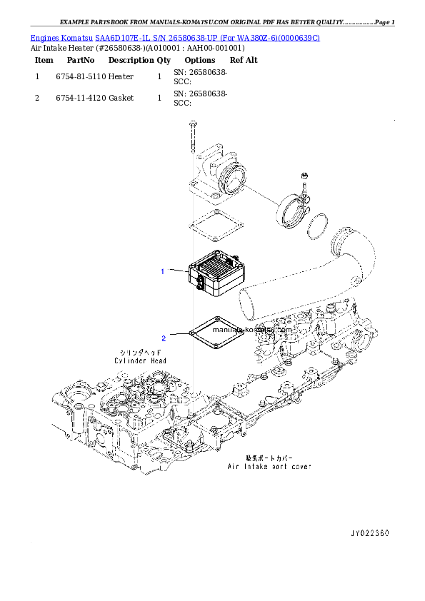 Protected: SAA6D107E-1L S/N 26580638-UP (For WA380Z-6) Partsbook
