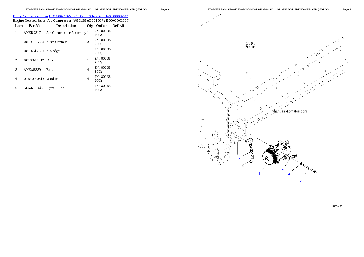 Protected: HD1500-7 S/N 80138-UP (Chassis only) Partsbook