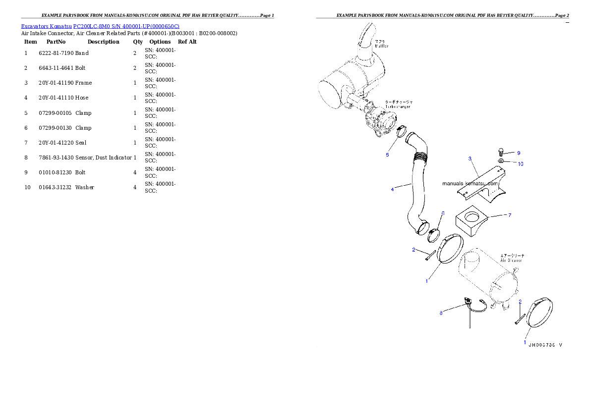 Protected: PC200LC-8M0 S/N 400001-UP Partsbook