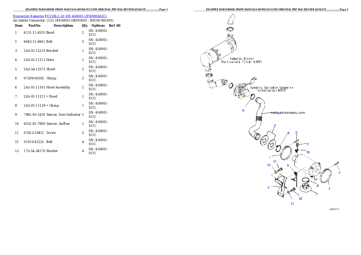 Protected: PC210LC-10 S/N 450001-UP Partsbook