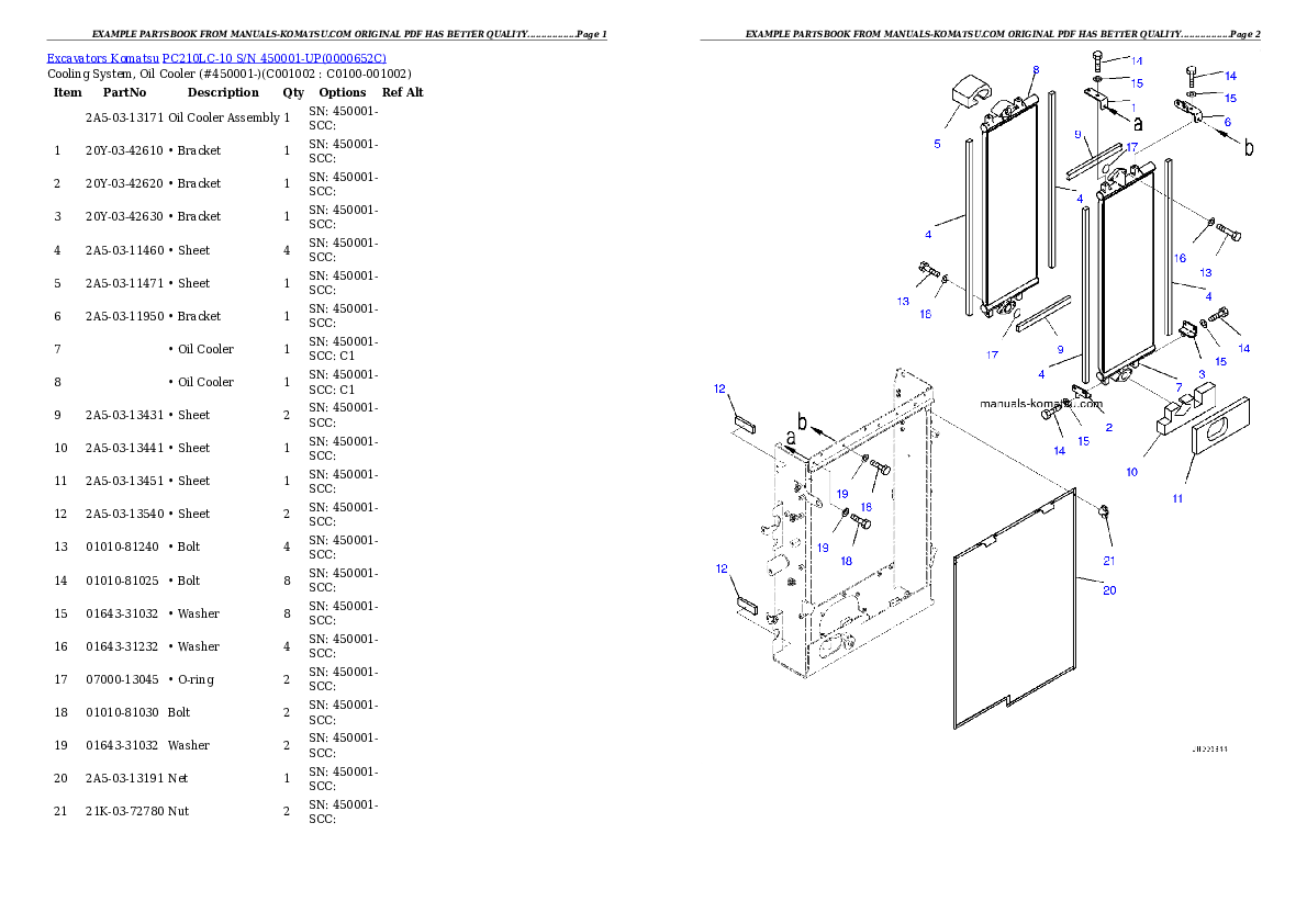 Protected: PC210LC-10 S/N 450001-UP Partsbook