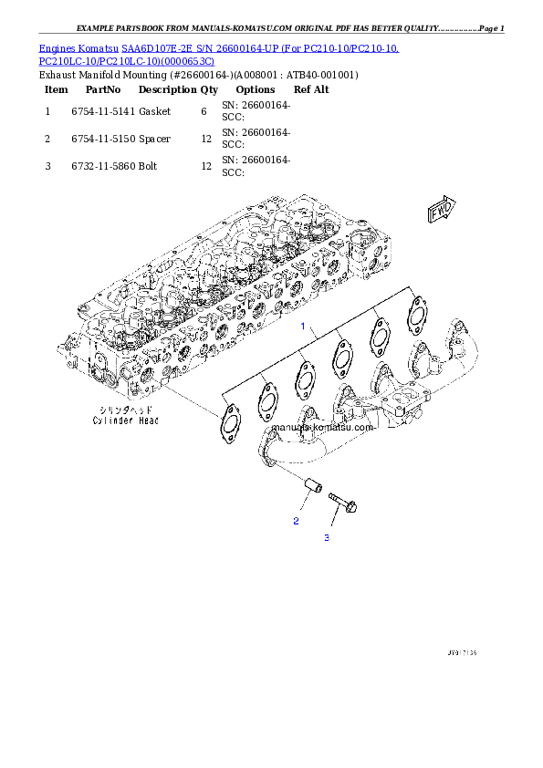 Protected: SAA6D107E-2E S/N 26600164-UP (For PC210I-10/PC210LC-10/PC210LCI-10) Partsbook