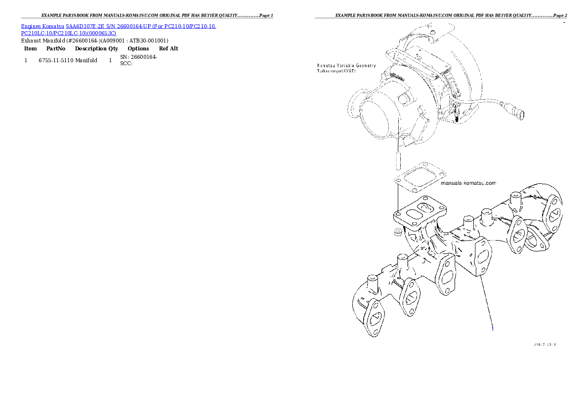 Protected: SAA6D107E-2E S/N 26600164-UP (For PC210I-10/PC210LC-10/PC210LCI-10) Partsbook