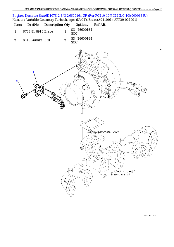 Protected: SAA6D107E-2 S/N 26600164-UP (For PC210-10/PC210LC-10) Partsbook
