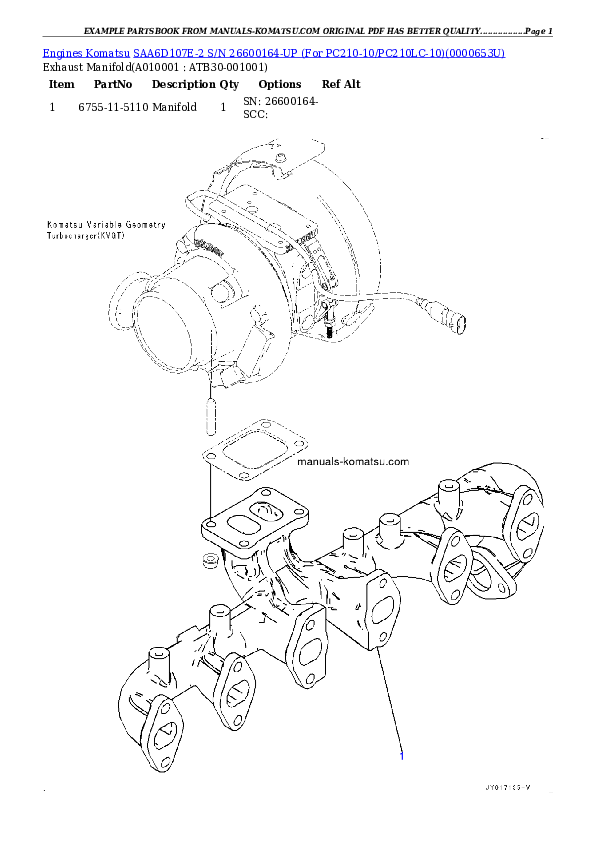 Protected: SAA6D107E-2 S/N 26600164-UP (For PC210-10/PC210LC-10) Partsbook