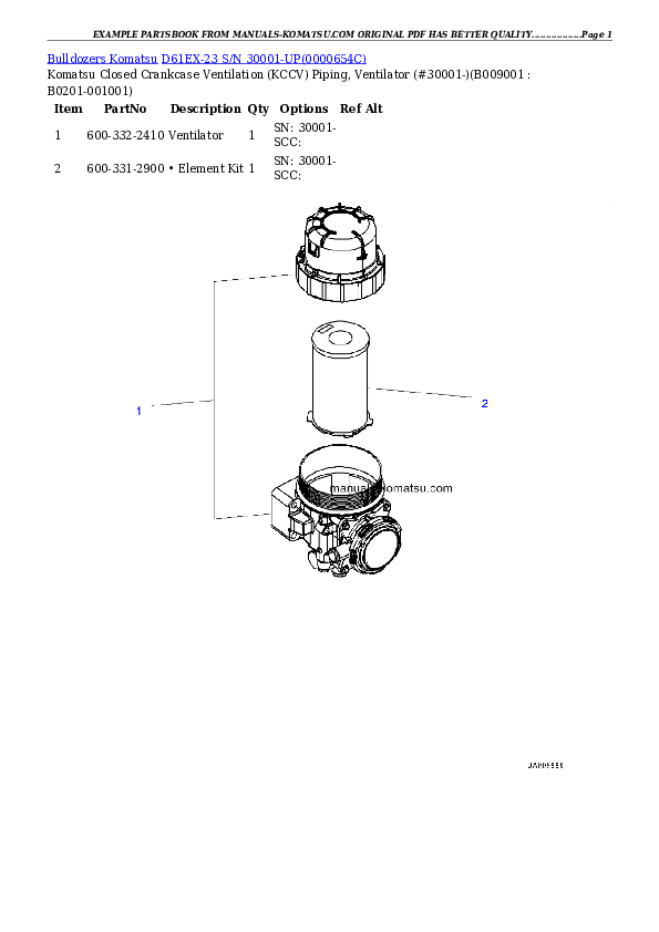 Protected: D61EX-23 S/N 30001-UP Partsbook