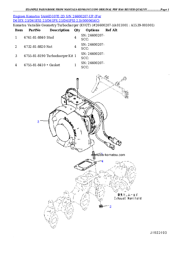 Protected: SAA6D107E-2D S/N 26600207-UP (For D61EX-23/D61EXI-23/D61PX-23/D61PXI-23) Partsbook