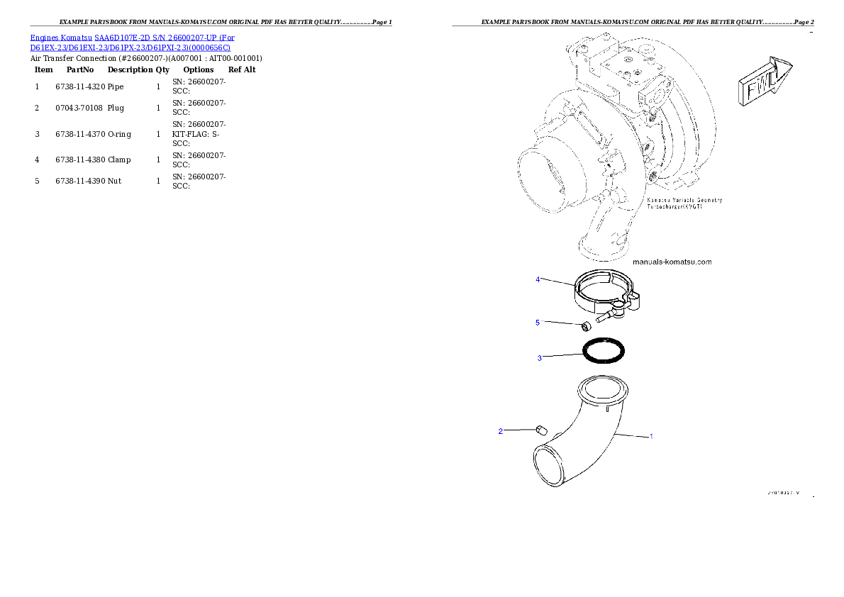 Protected: SAA6D107E-2D S/N 26600207-UP (For D61EX-23/D61EXI-23/D61PX-23/D61PXI-23) Partsbook
