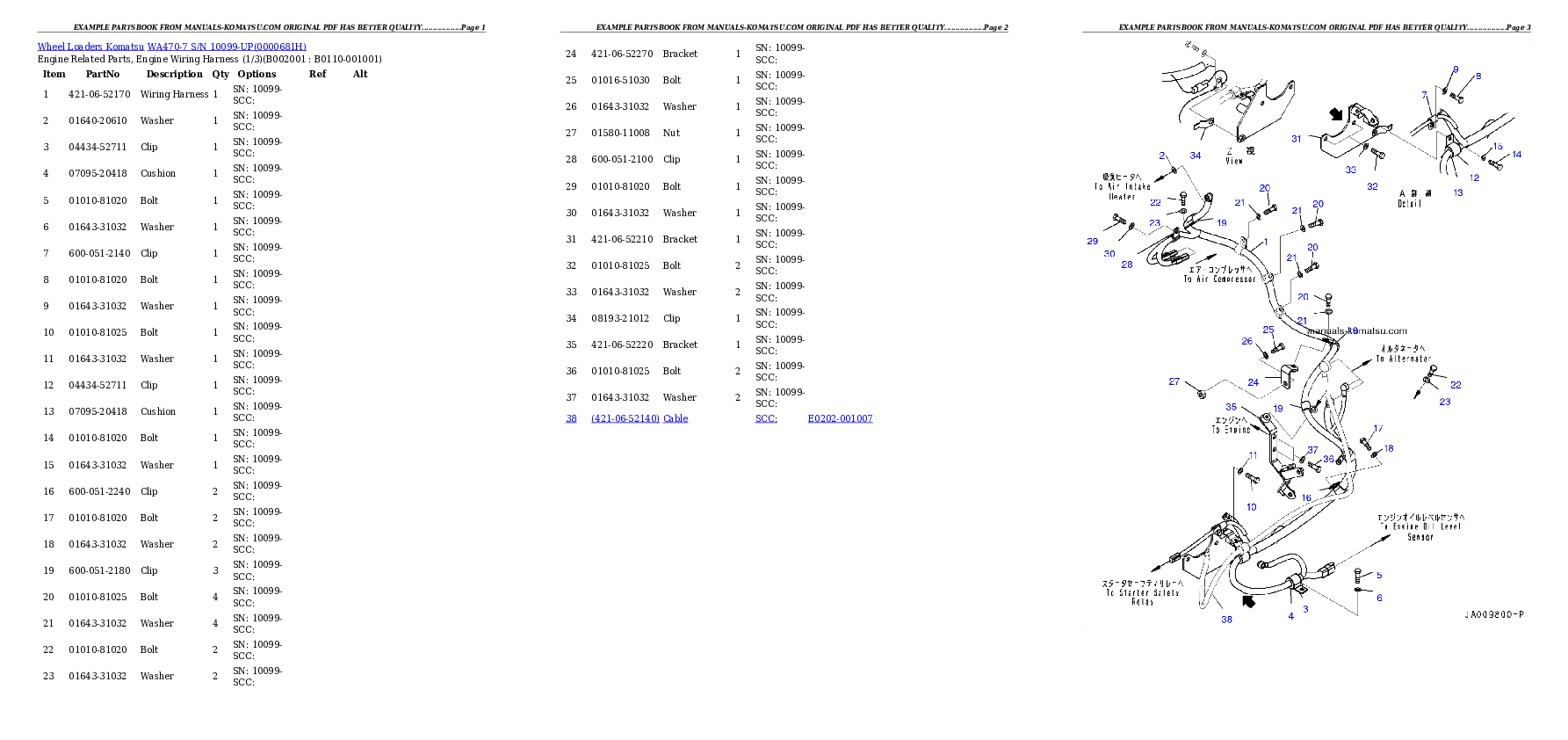 WA470-7 S/N 10099-UP Partsbook