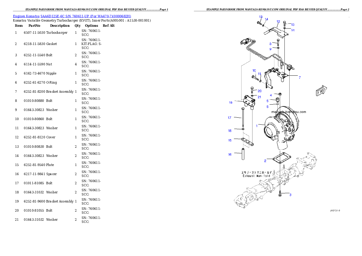 Protected: SAA6D125E-6C S/N 760611-UP (For WA470-7) Partsbook