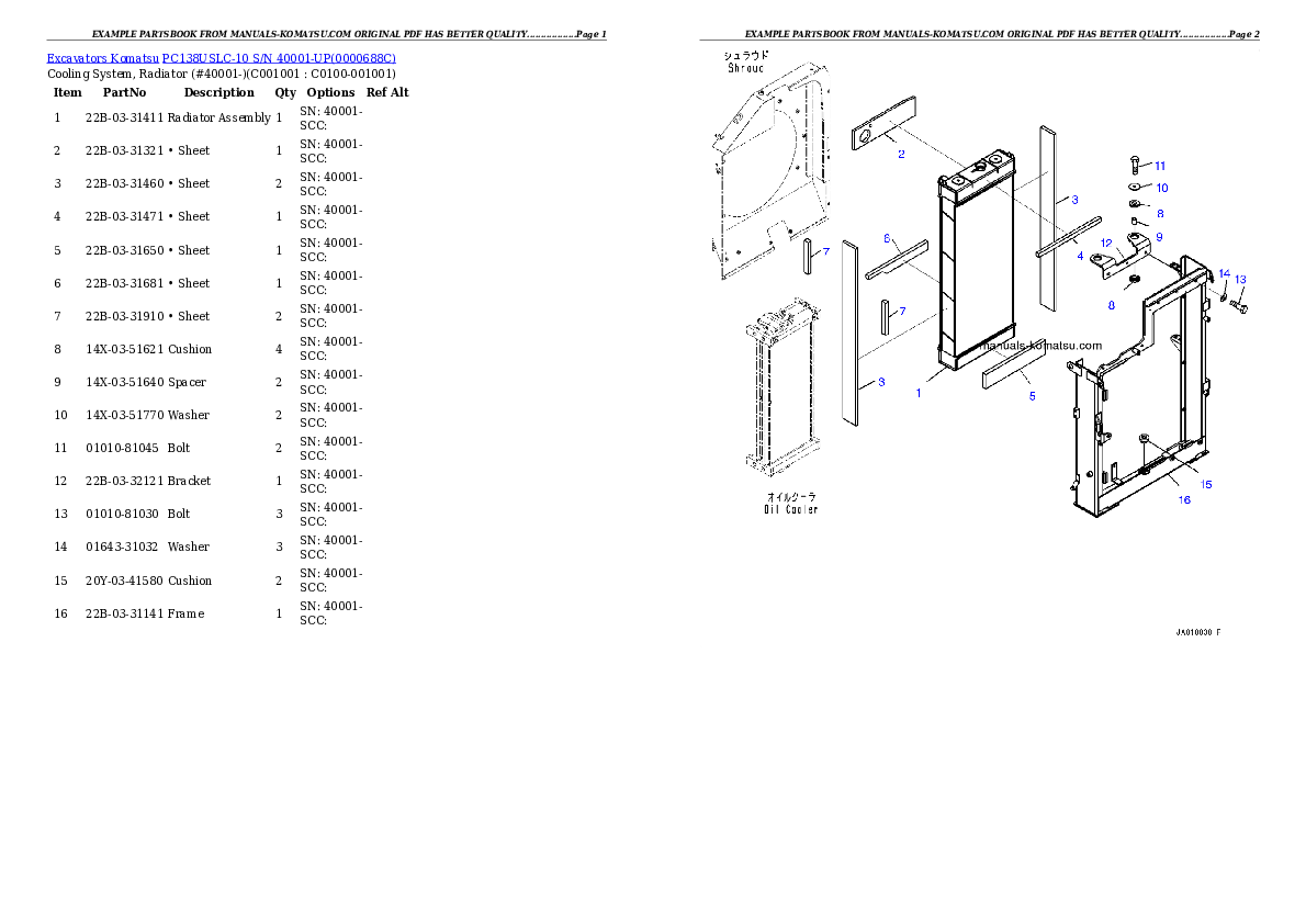 Protected: PC138USLC-10 S/N 40001-UP Partsbook