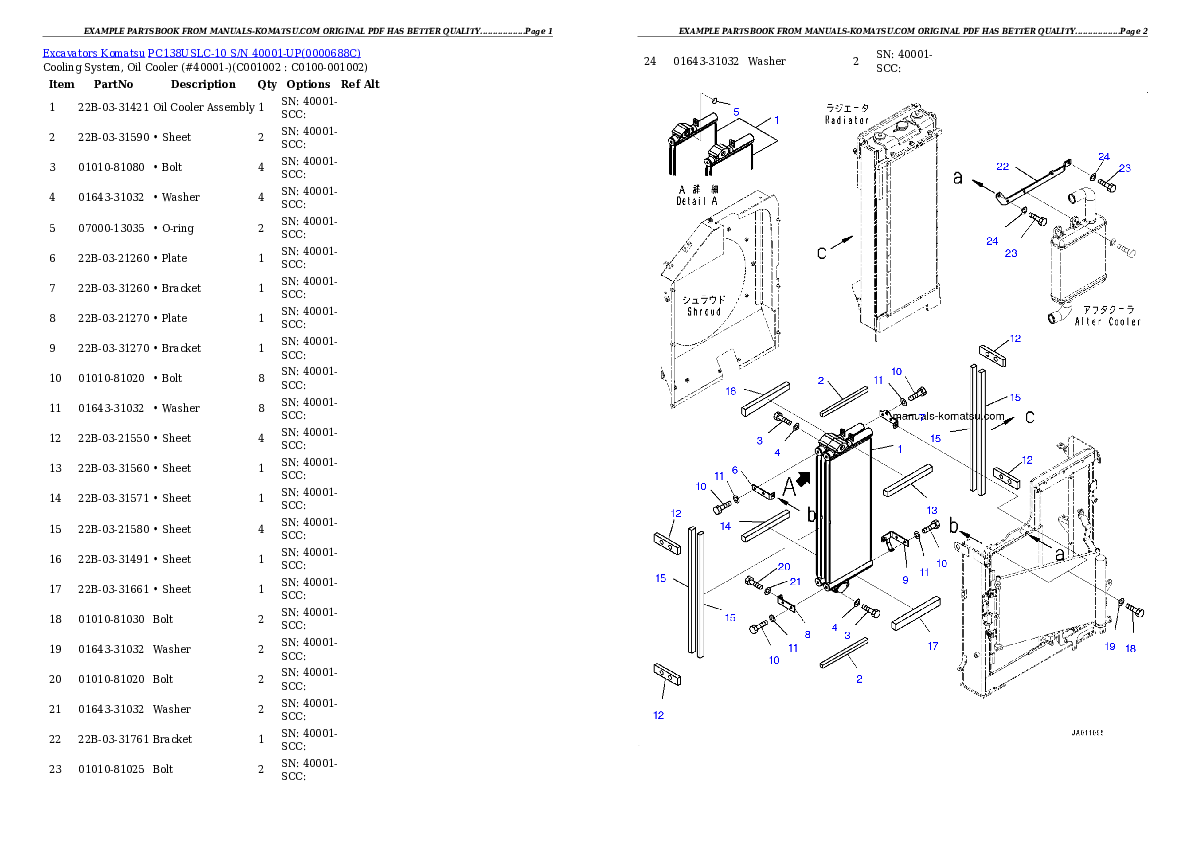 Protected: PC138USLC-10 S/N 40001-UP Partsbook