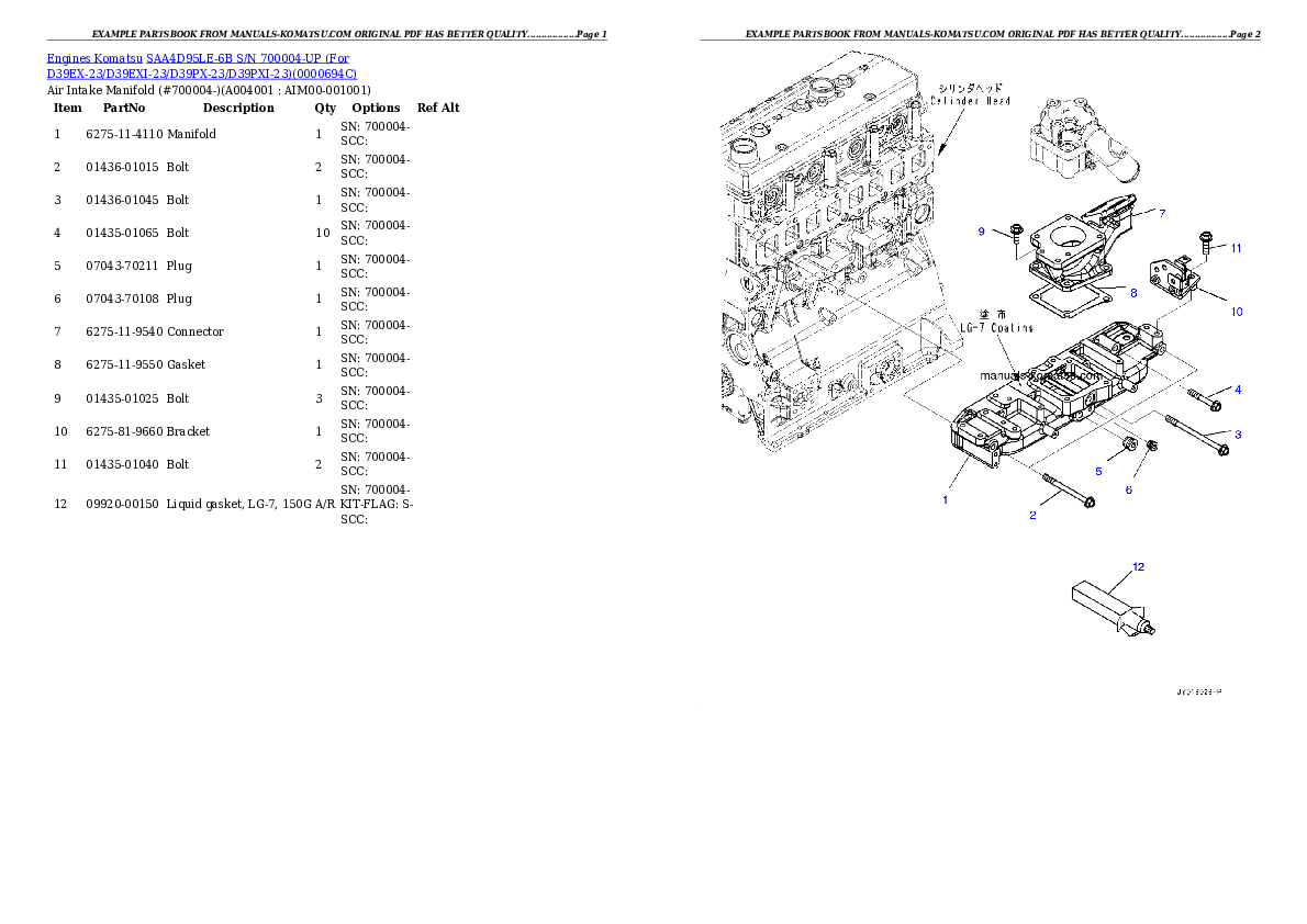 Protected: SAA4D95LE-6B S/N 700004-UP (For D39EX-23/D39PX-23) Partsbook