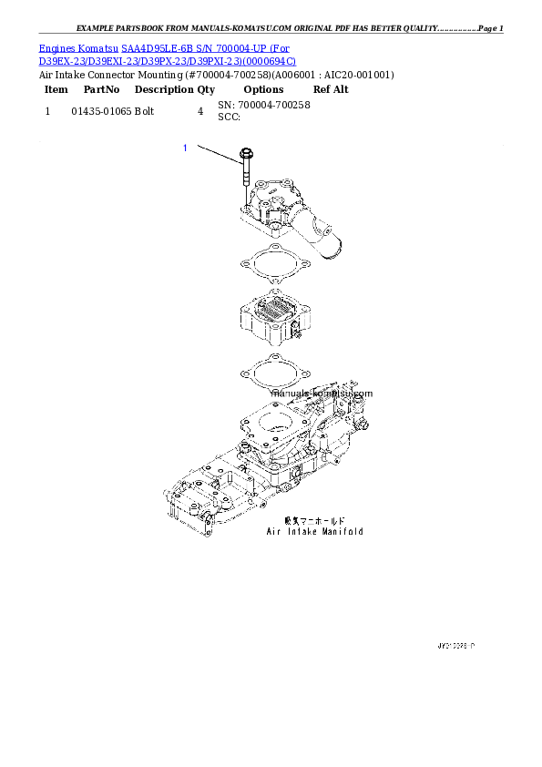 Protected: SAA4D95LE-6B S/N 700004-UP (For D39EX-23/D39PX-23) Partsbook
