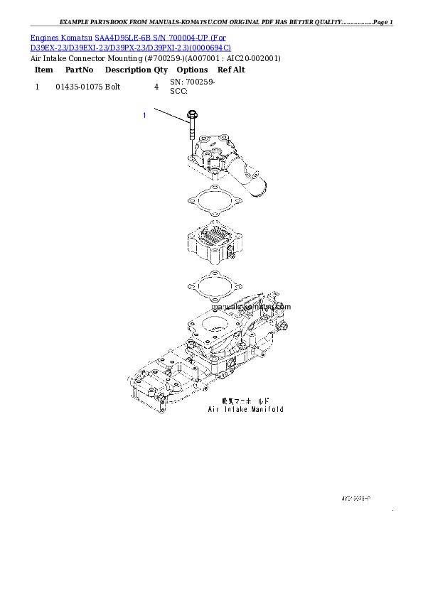 Protected: SAA4D95LE-6B S/N 700004-UP (For D39EX-23/D39PX-23) Partsbook