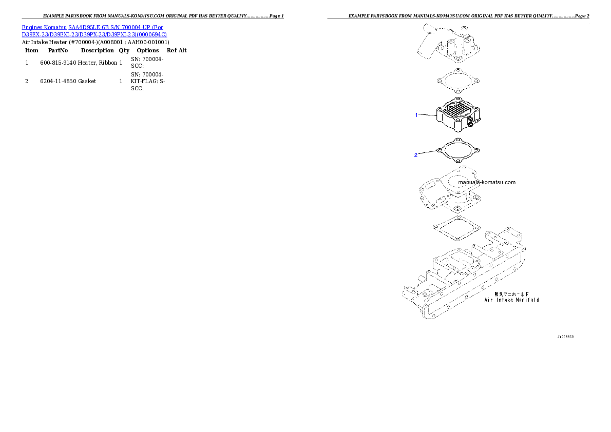 Protected: SAA4D95LE-6B S/N 700004-UP (For D39EX-23/D39PX-23) Partsbook