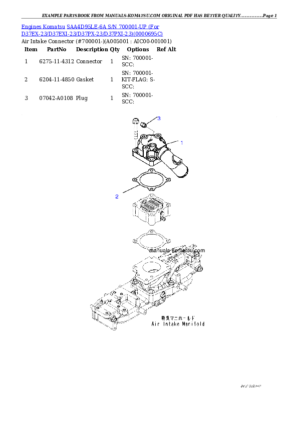 Protected: SAA4D95LE-6A S/N 700001-UP (For D37EX-23/D37PX-23) Partsbook