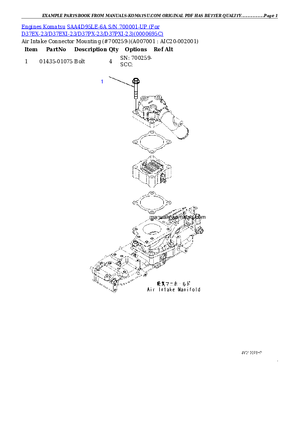 Protected: SAA4D95LE-6A S/N 700001-UP (For D37EX-23/D37PX-23) Partsbook