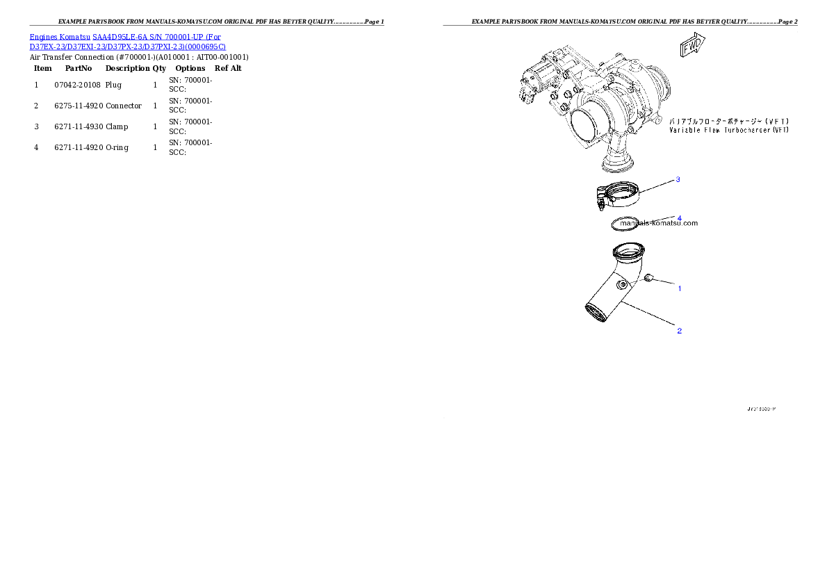 Protected: SAA4D95LE-6A S/N 700001-UP (For D37EX-23/D37PX-23) Partsbook
