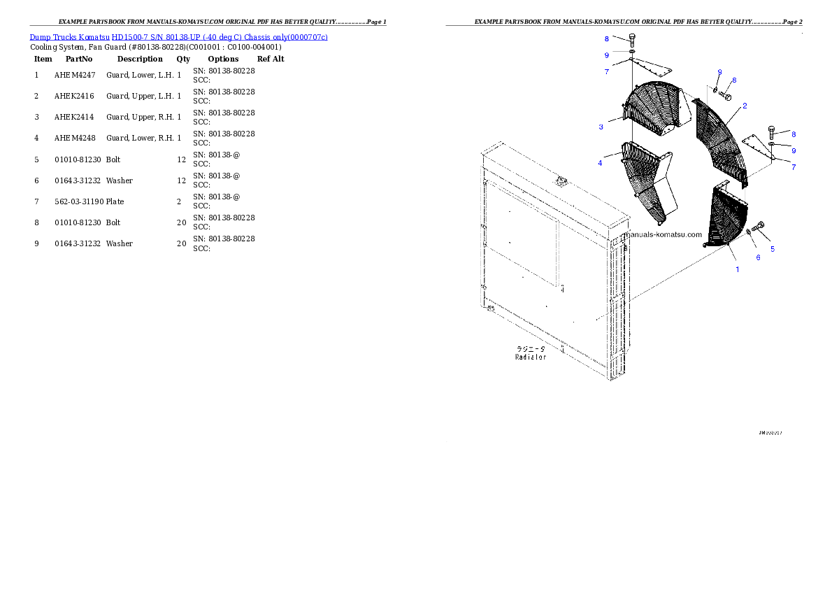 Protected: HD1500-7 S/N 80138-UP (-40 deg C) Chassis only Partsbook
