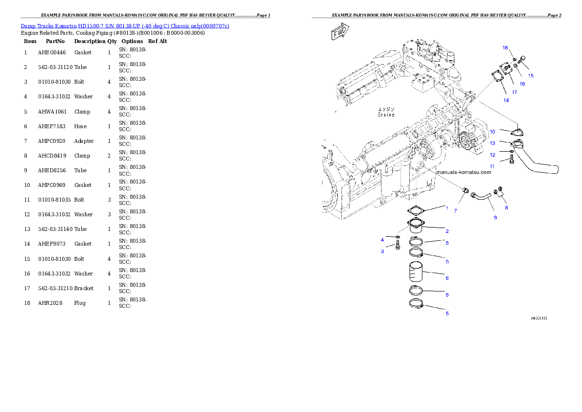 Protected: HD1500-7 S/N 80138-UP (-40 deg C) Chassis only Partsbook