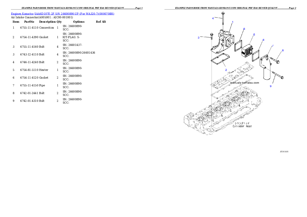 Protected: SAA6D107E-2F S/N 26600890-UP (For WA320-7) Partsbook